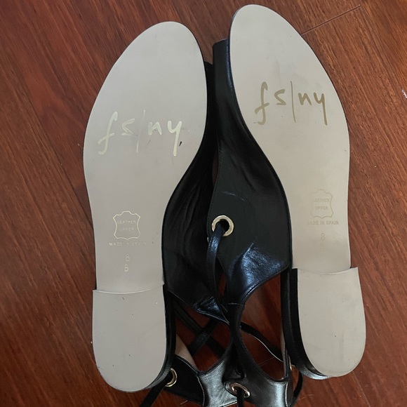 French Sole NY FS/NY Black Leather Lace Tie Flats - Picture 4 of 5